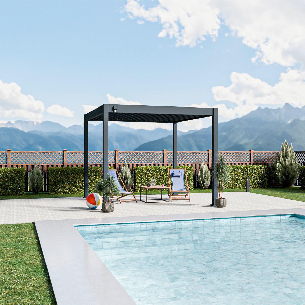 Pergola 300x300 Cm Wetterbeständig, Graphitfarben - Graphitfarben, Basics, Metall (300/300/255cm)