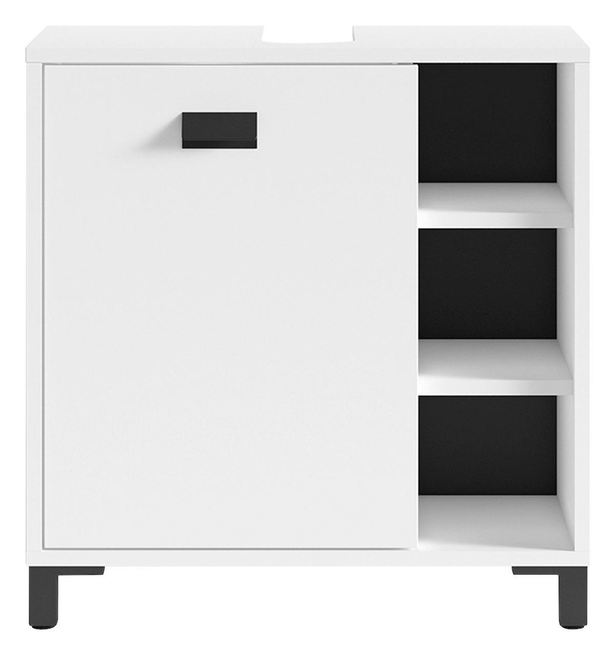 Badezimmer Wellness Weiß/Schwarz B: 114 cm - Schwarz/Weiß, MODERN, Holzwerkstoff/Kunststoff (114cm) - MID.YOU