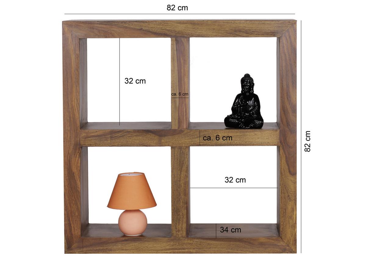 Standregal Massivholz Mumbai B 82cm, Sheesham - Sheeshamfarben, MODERN, Holz (82/82/34cm) - MID.YOU
