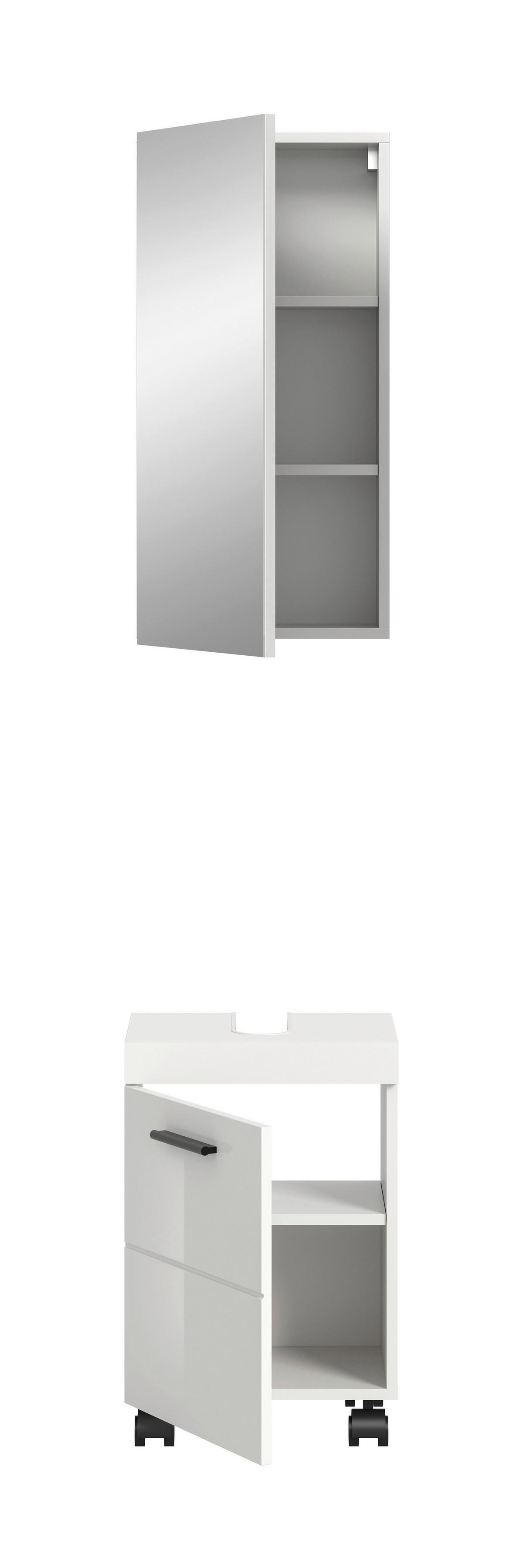 Badezimmer Nova Weiß B: 40cm - Weiß Hochglanz/Schwarz, Trend, Glas/Holzwerkstoff (40cm) - MID.YOU