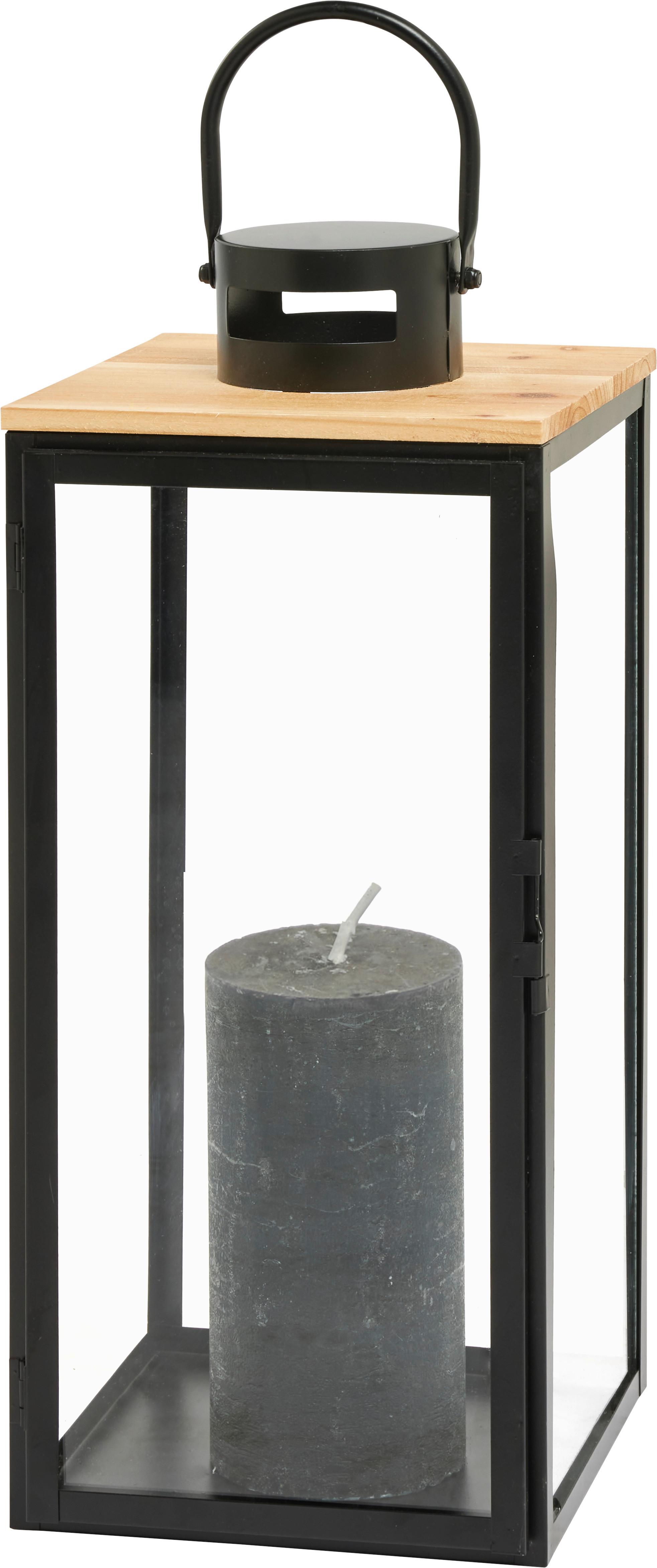 Lampáš Pure, Výška: 28,5cm - čierna, kov/kompozitné drevo (20,5/48,5/21,5cm) - Premium Living