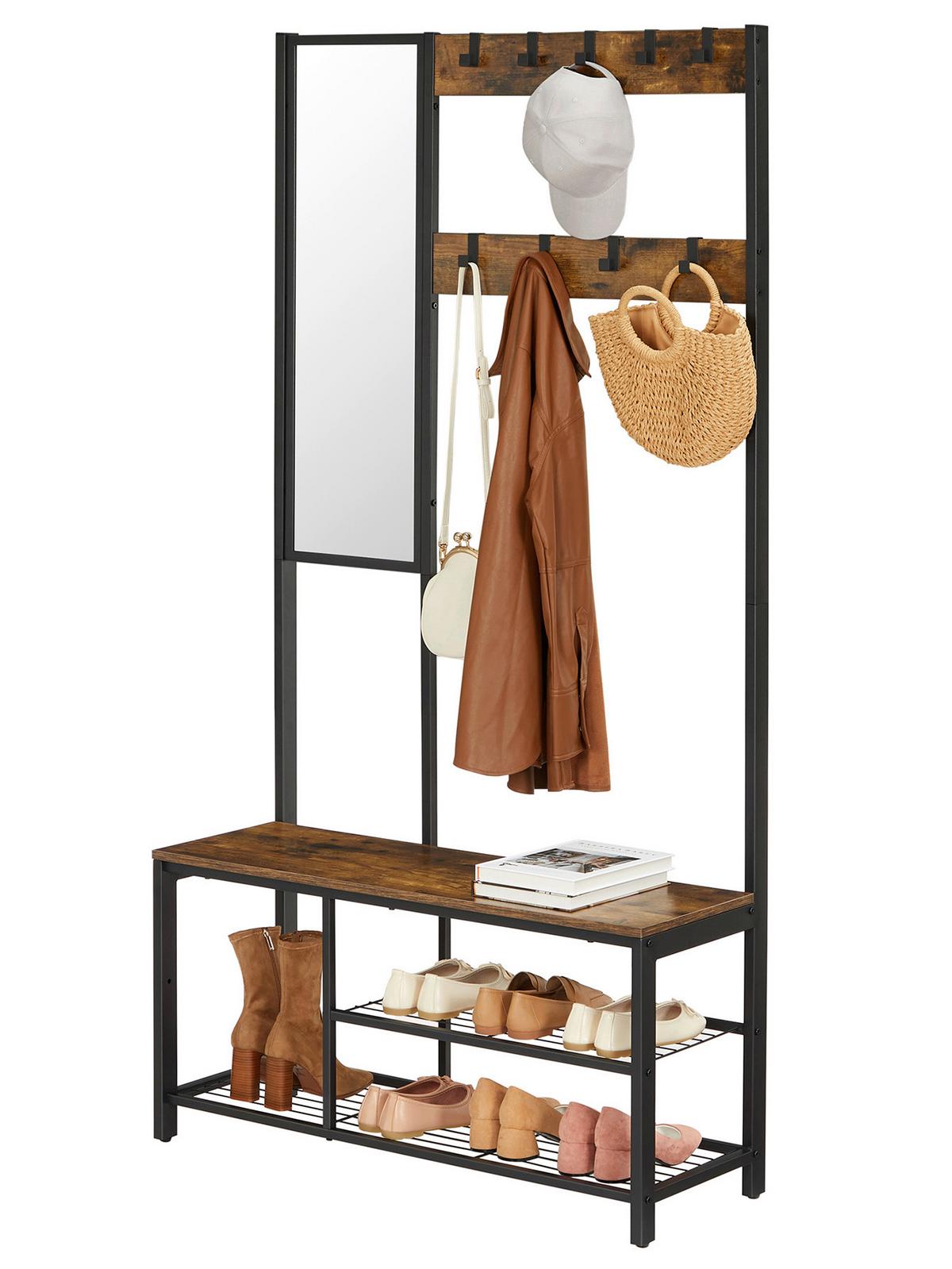 PREDSIEŇOVÝ NÁBYTOK HNEDÁ/ČIERNA - hnedá/čierna, Trend, kov/kompozitné drevo (98/36/185cm) - MID.YOU