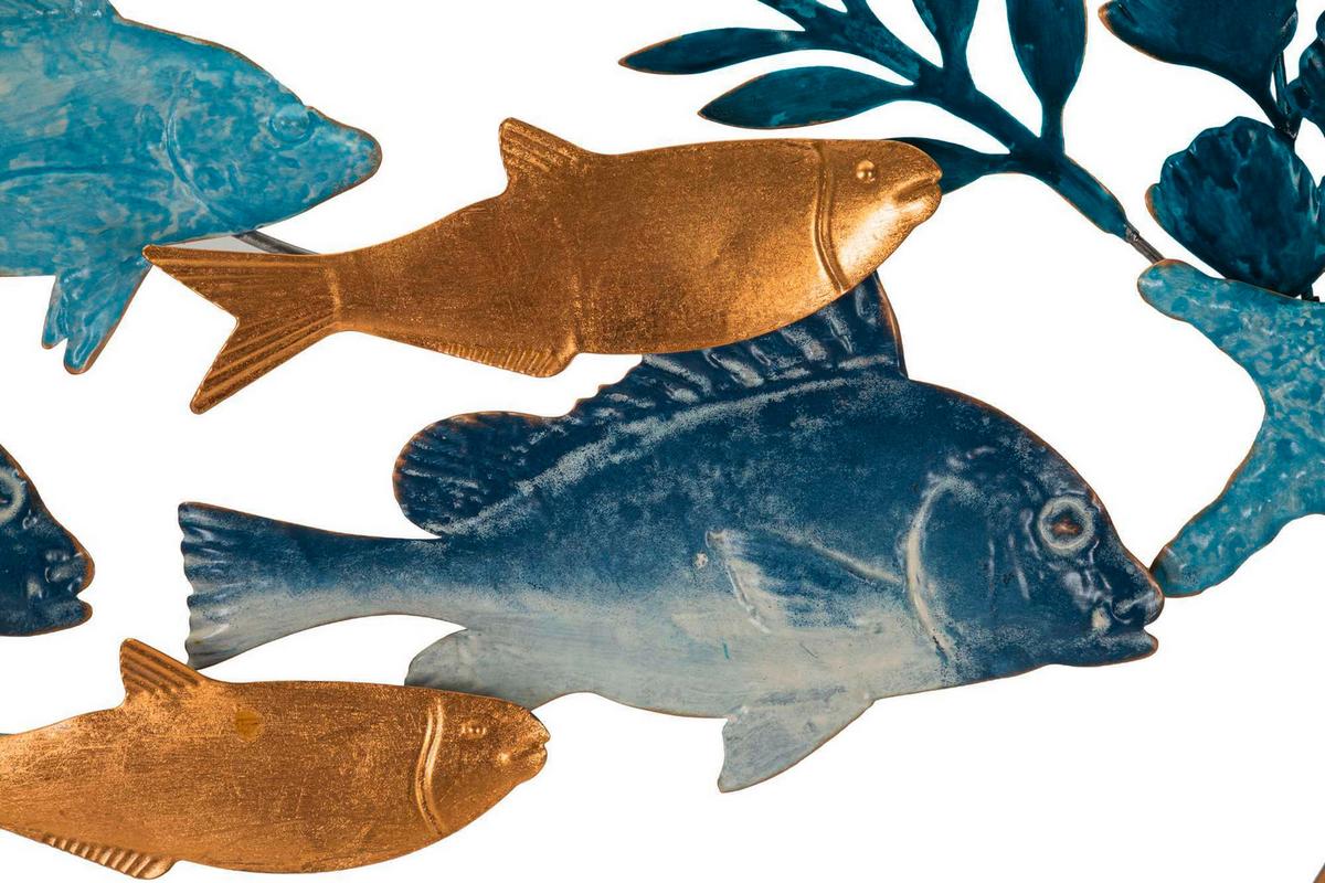 Wanddeko Marine Blautöne, Goldfarben B: 77 Cm - Basics, Holzwerkstoff/Metall (77/5/63cm)