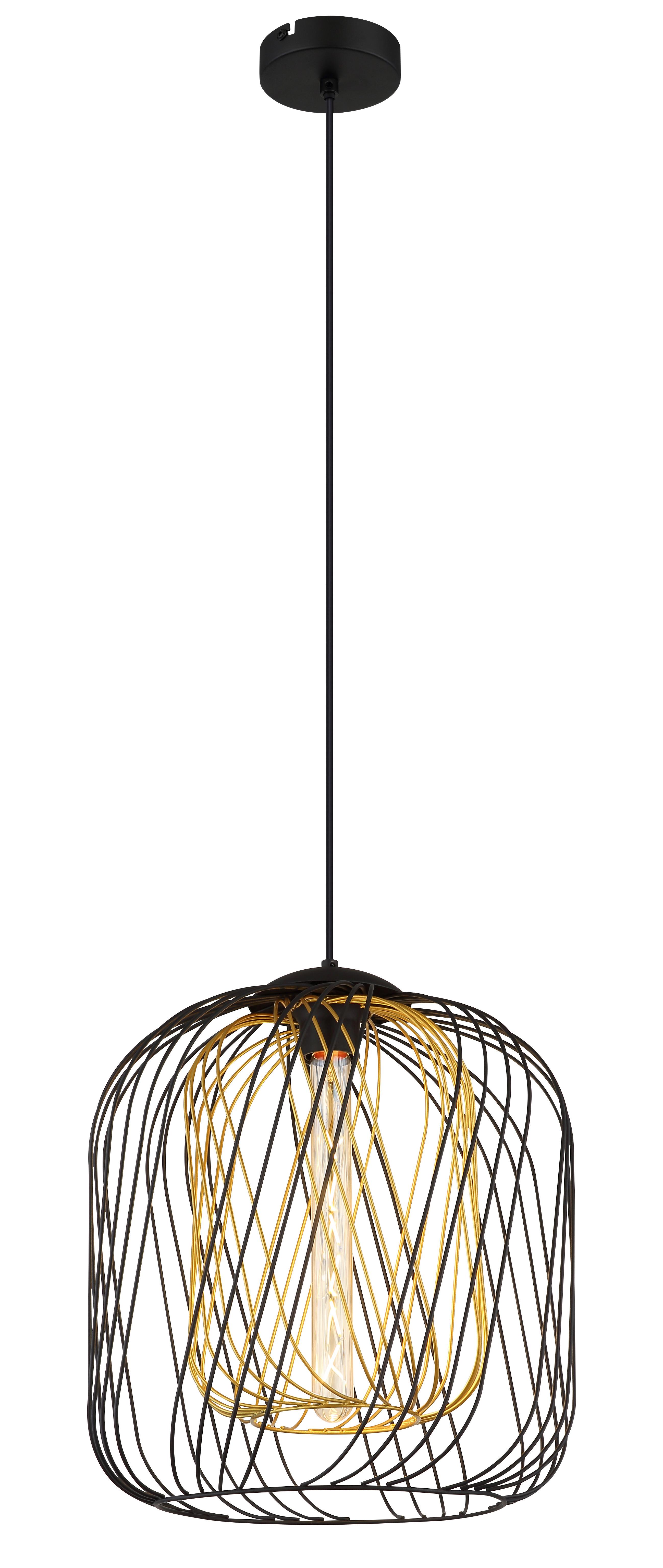 Hängeleuchte Dichti Schwarz Goldfarben D: 35 Cm - Goldfarben/Schwarz, Basics, Kunststoff/Metall (35/150cm) - Globo