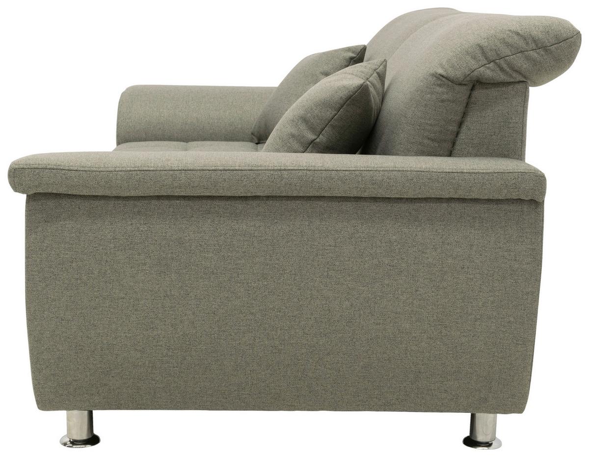 2-Sitzer-Sofa Franzi Armlehnen Silberfarben Webstoff - Chromfarben/Graubraun, KONVENTIONELL, Textil (190/81/97cm) - MID.YOU