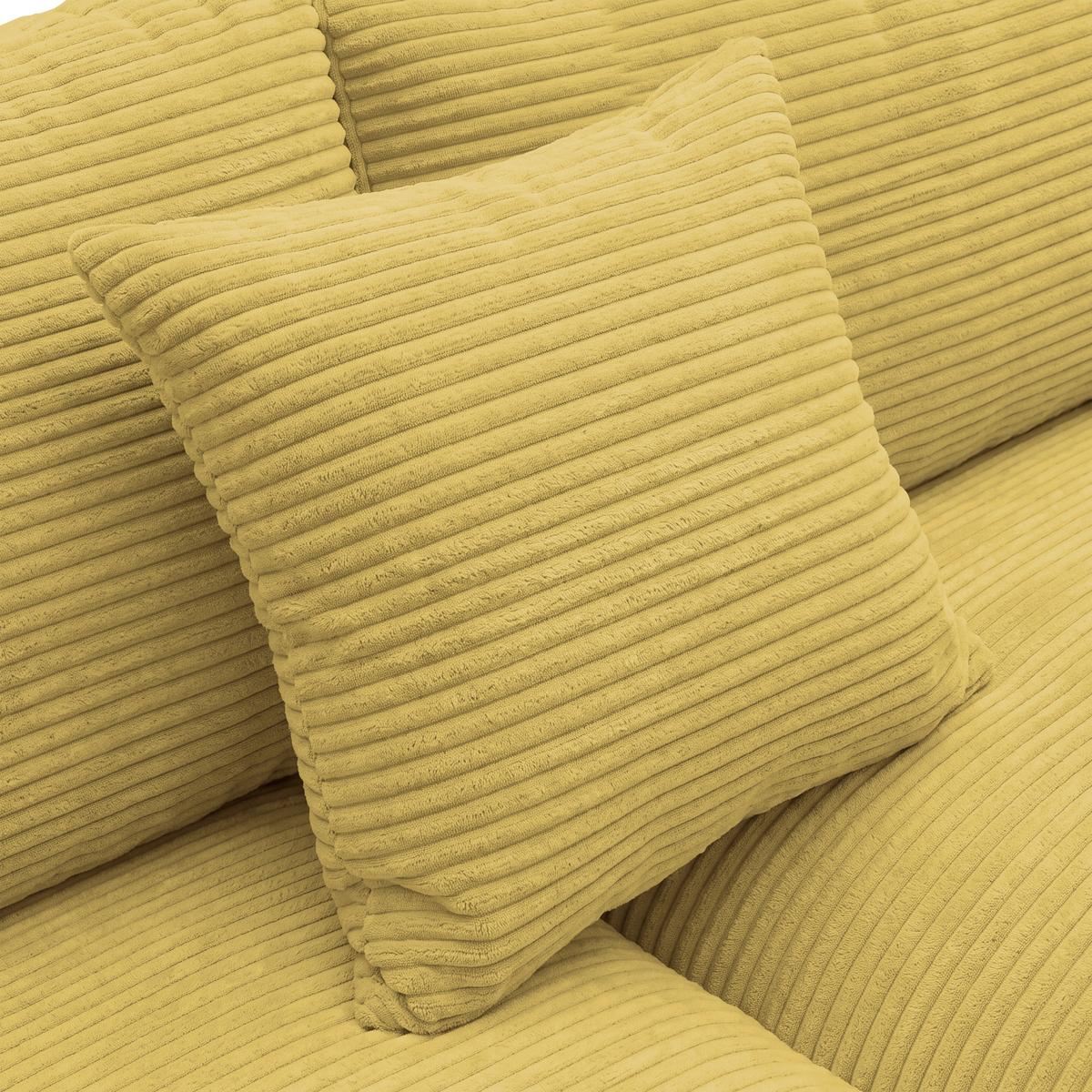 Rohová sedačka PEDRO, pravá, hořčicově žlutý manšestr - černá/hořčicově žlutá, Moderní, textil/plast (300/190cm) - Mömax