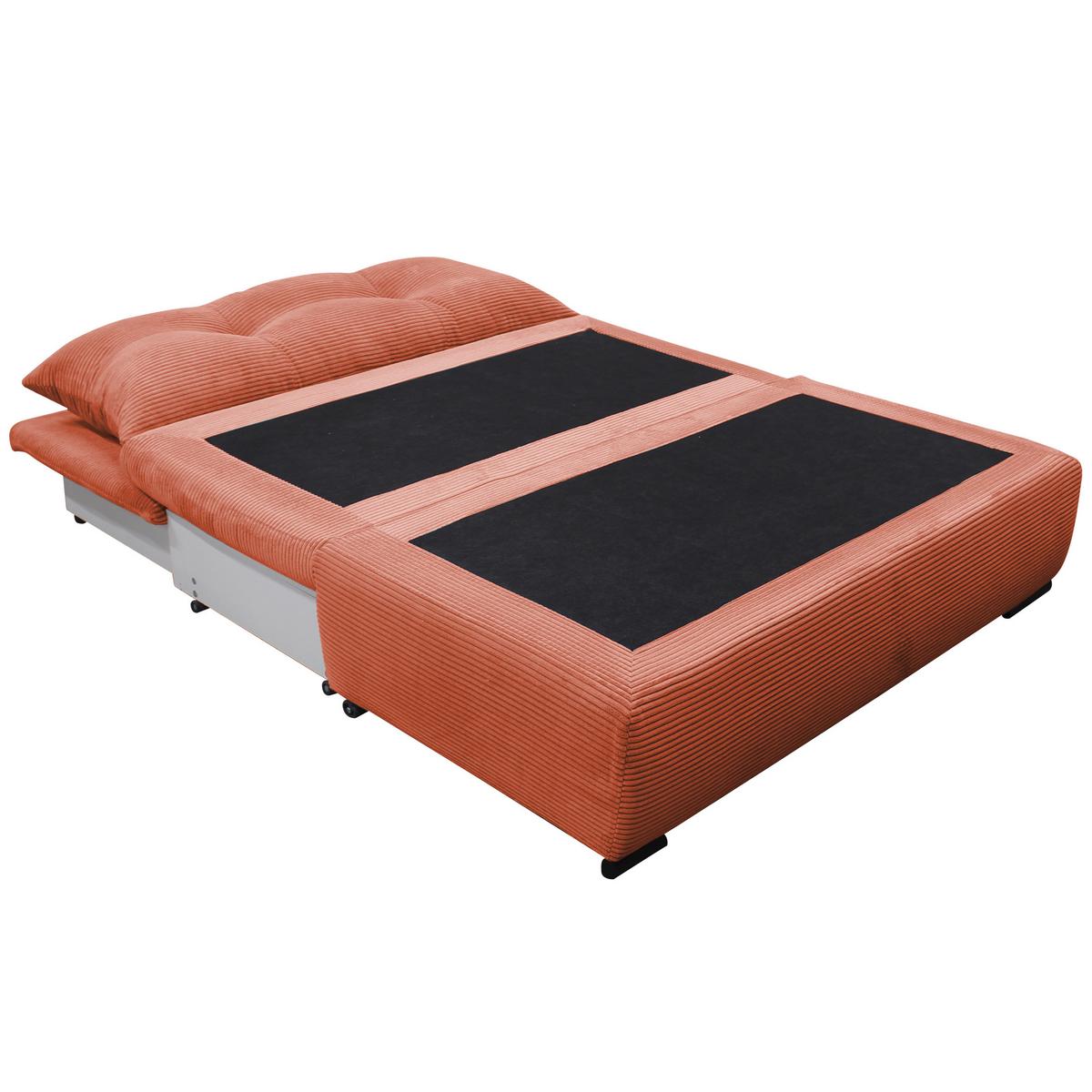 Schlafsofa mit Bettkasten Yellow B: 154 cm Cord Koralle - Koralle/Schwarz, Design, Textil (154/93/85cm) - MID.YOU