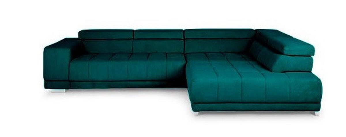 Sedací souprava IBA, pravá, tyrkysová, s funkcemi - barvy chromu/tyrkysová, Lifestyle, textil (323/222cm) - Premium Living
