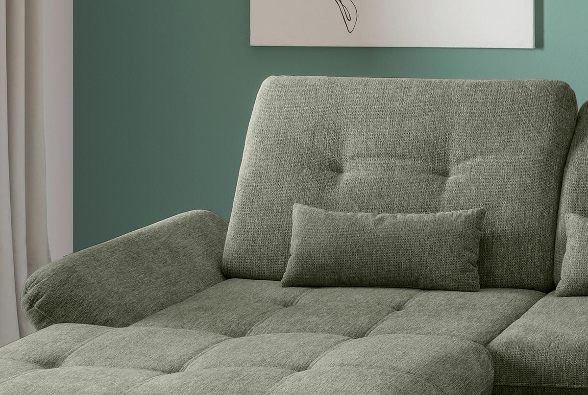 Wohnlandschaft Dalida Dunkelgrün U: 195x376x254 Cm - Chromfarben/Dunkelgrün, Design, Textil (195/376/254cm) - Livetastic