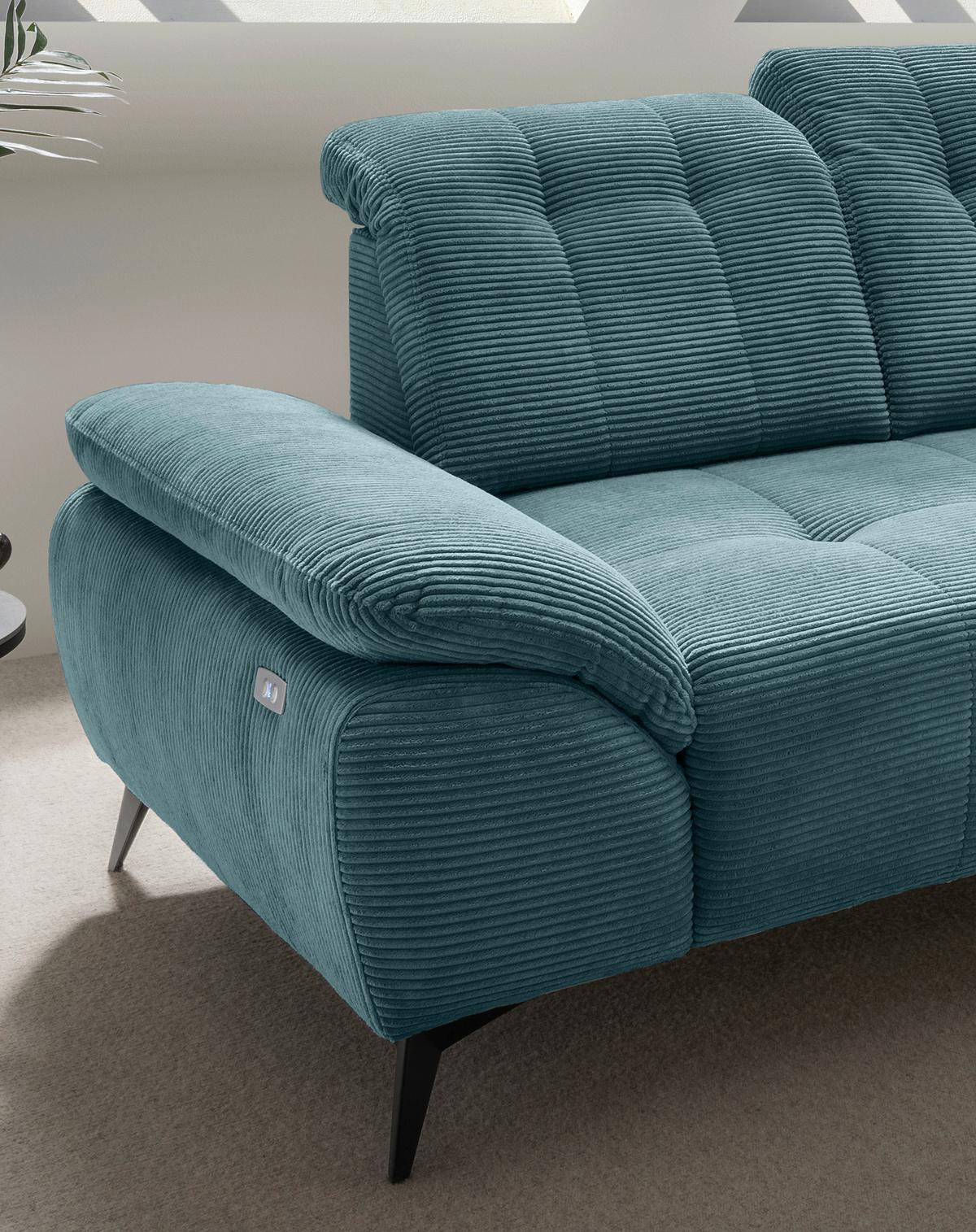 Ecksofa Fiore, Petrol S: 272x200 cm - Petrol/Schwarz, MODERN, Textil (272/200cm) - Livetastic