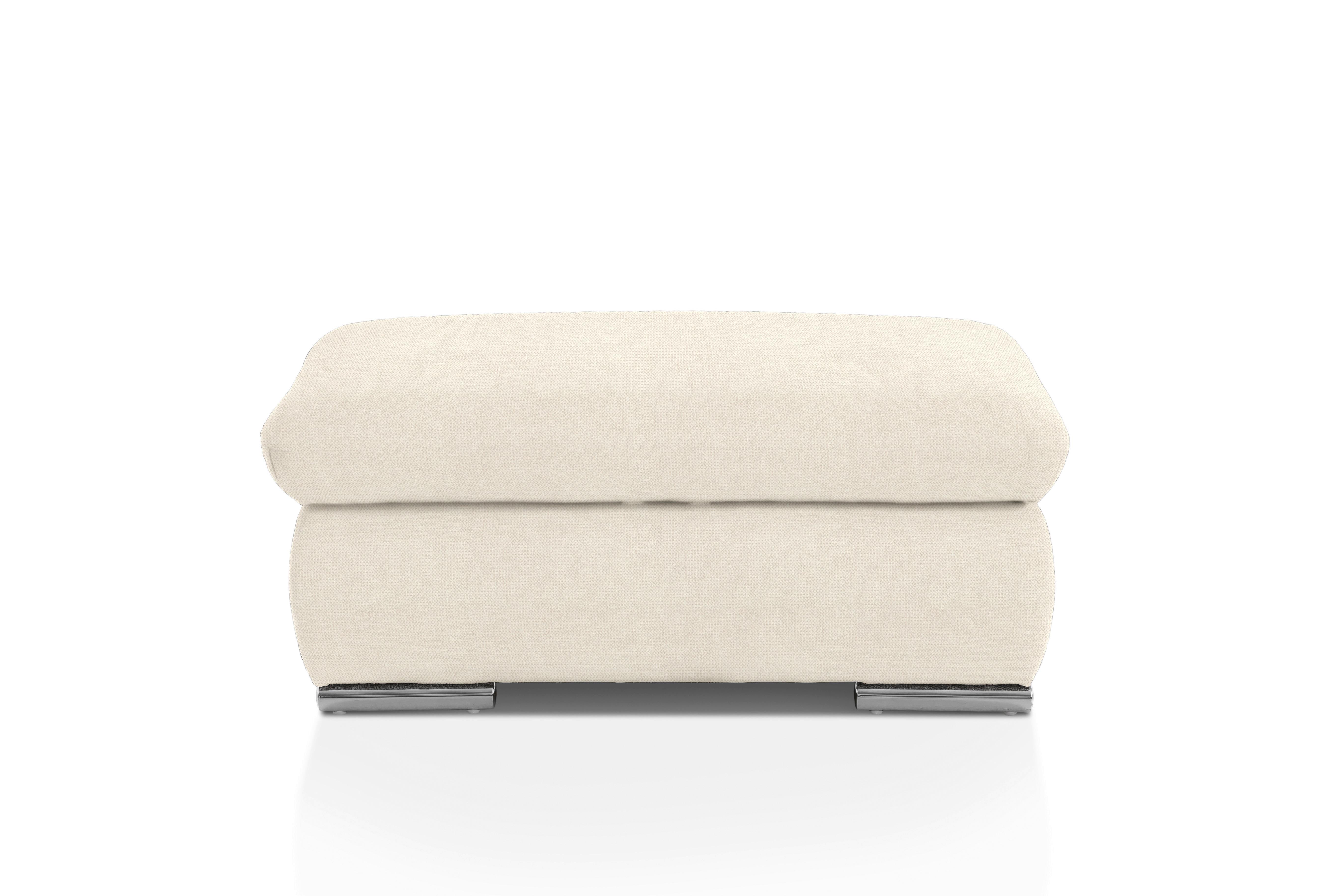 Polsterhocker Isona Creme Chenille - Chromfarben/Creme, Design, Textil (101/45/74cm) - Livetastic