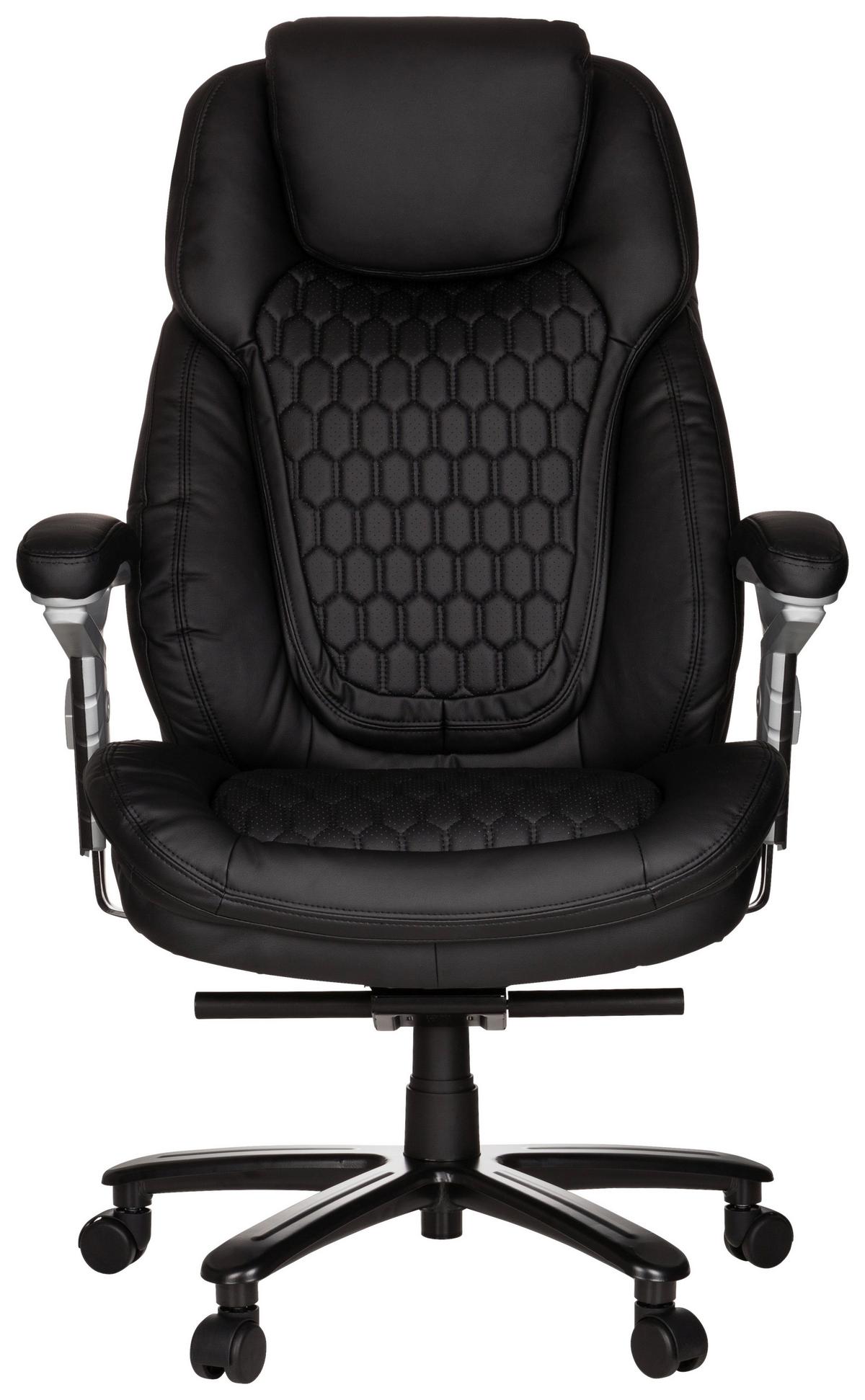 Chefsessel Xxl Pullmann Schwarz - Silberfarben/Schwarz, MODERN, Kunststoff/Textil (73/138/85cm) - MID.YOU