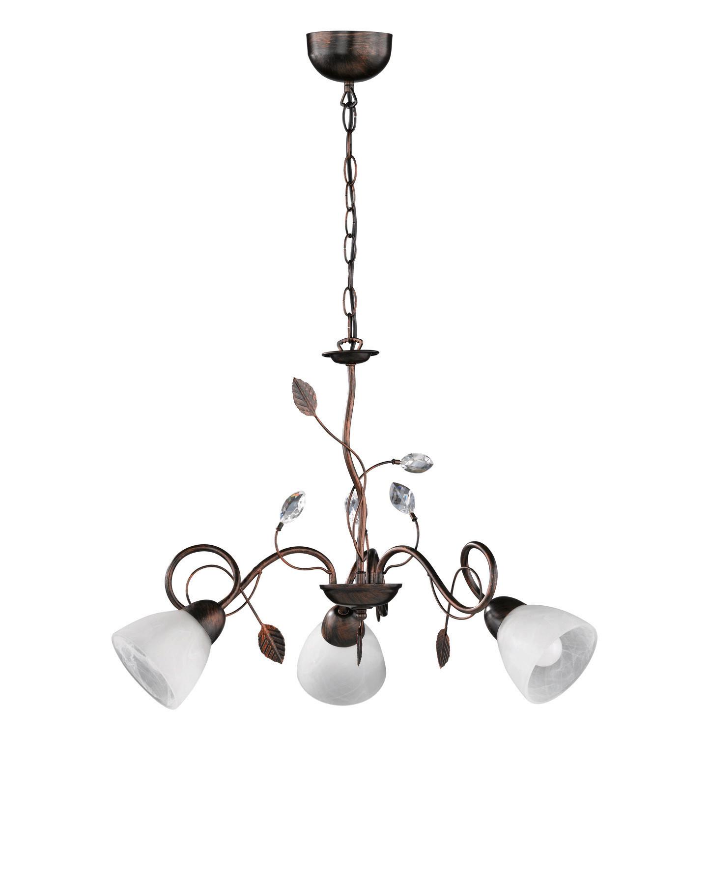 Trio Leuchten Kronleuchter Traditio H: 150cm 3-Flammig mit Alabasterglas