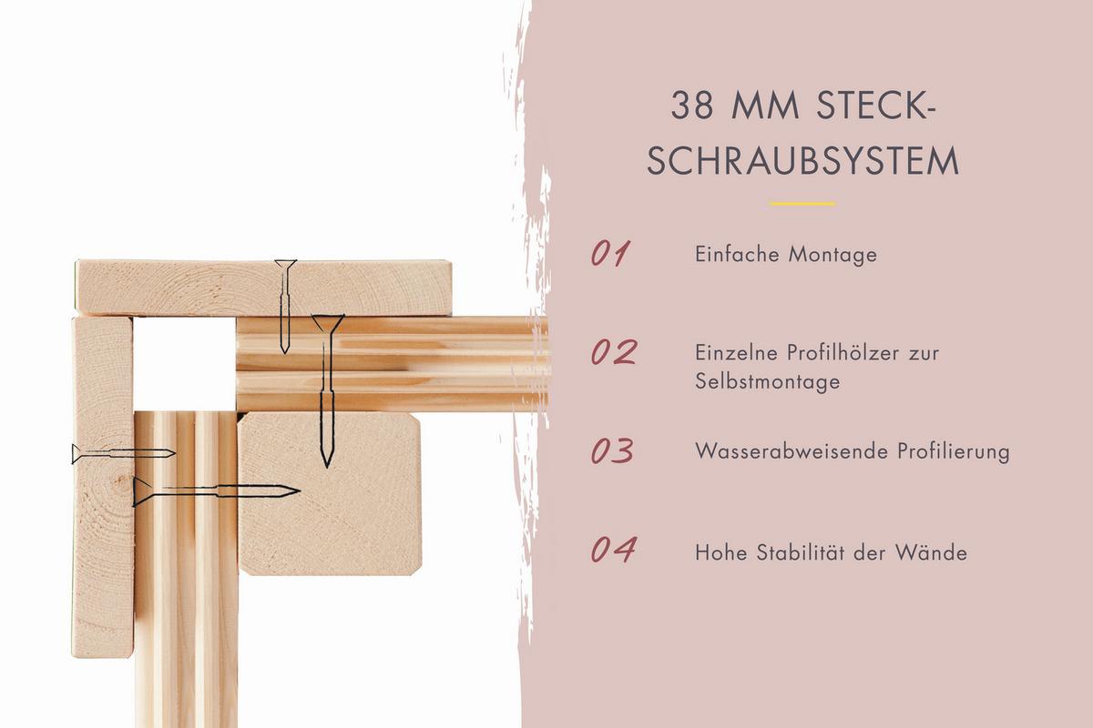 Saunahaus Bente 3 231/175/196 cm - Fichtefarben, Basics, Holz (231/175/196cm)