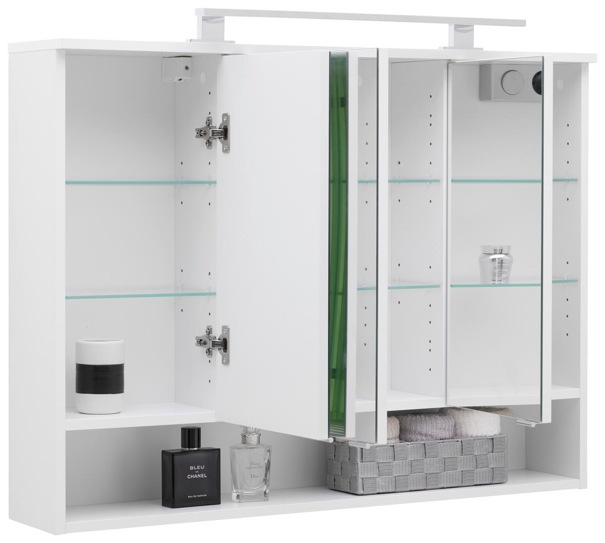 Spiegelschrank Fresh mit Led 3-Türig BxHxT: 60x75x20 cm - Weiß, KONVENTIONELL, Glas/Holzwerkstoff (100/75/20cm) - Ondega