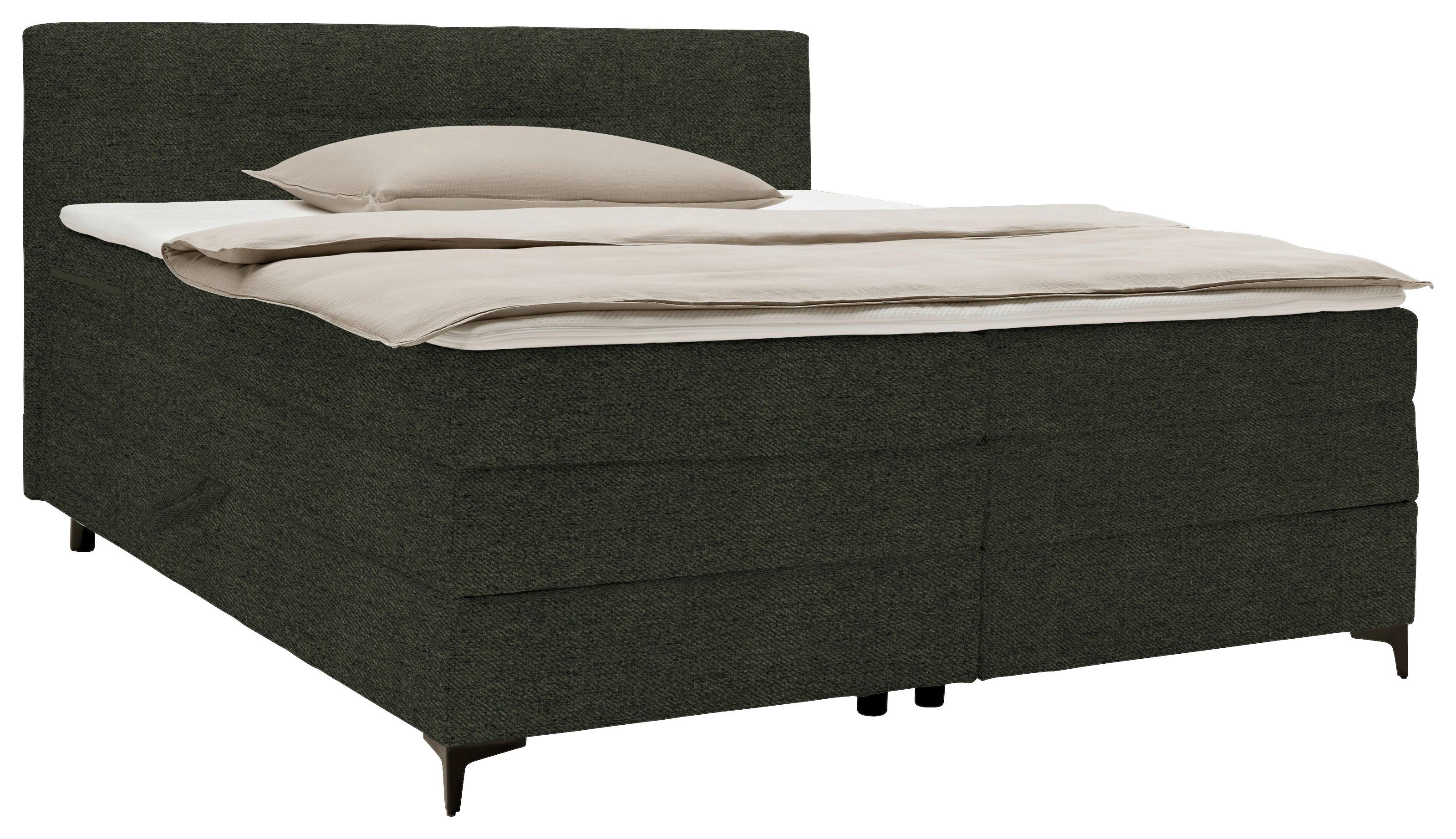 Boxspringová postel BARI 160/200, zelená - černá/zelená, Konvenční, kov/textil (160/200cm) - Mömax