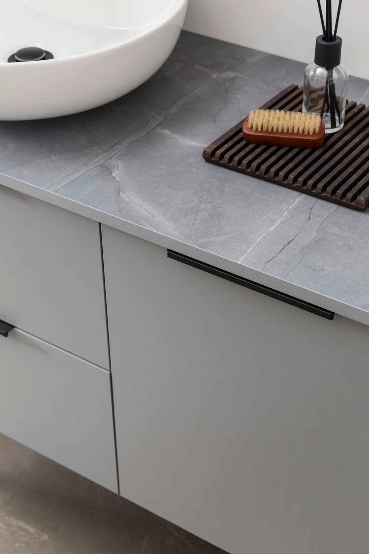 Waschbecken Mit Unterschrank Alessio B: 92,3 Cm Grau - Platinfarben/Weiß Hochglanz, MODERN, Keramik/Holzwerkstoff (92,3cm) - MID.YOU