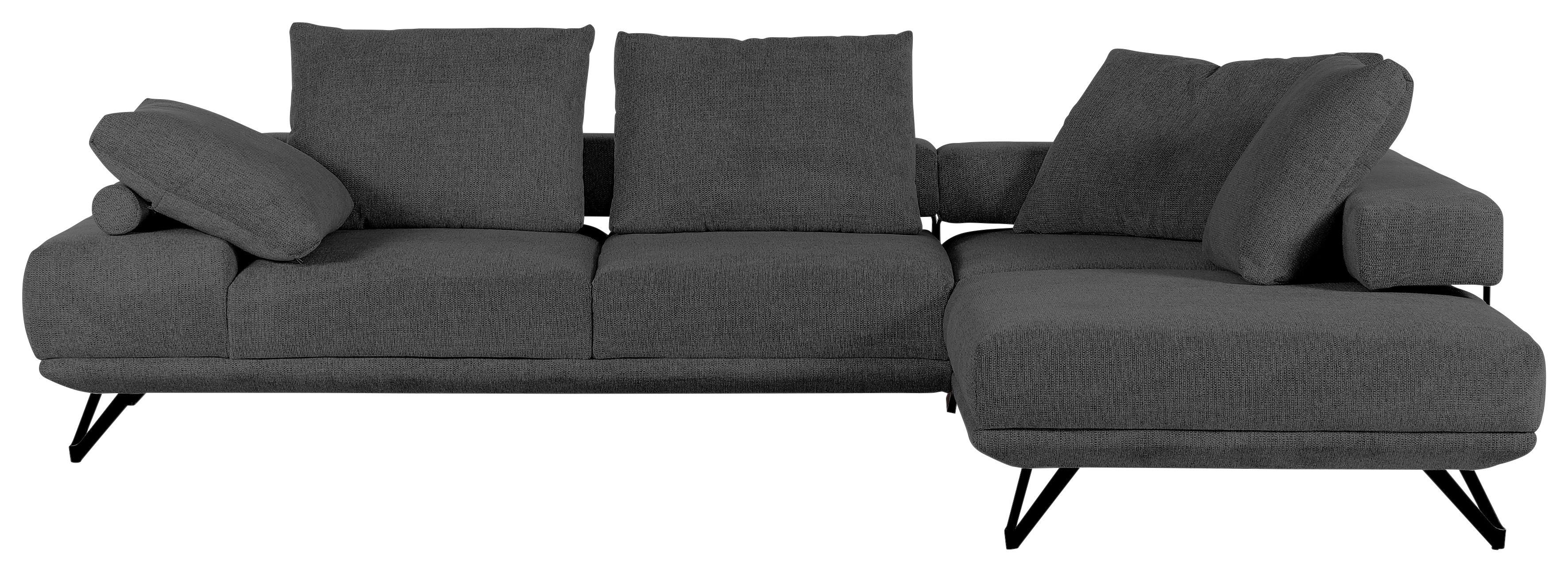 Ecksofa Bolzano - Dunkelgrau/Schwarz, KONVENTIONELL, Textil (310/240cm) - MID.YOU