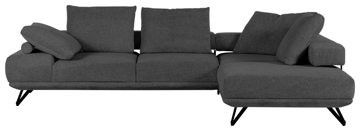 Ecksofa Bolzano - Dunkelgrau/Schwarz, KONVENTIONELL, Textil (310/240cm) - MID.YOU