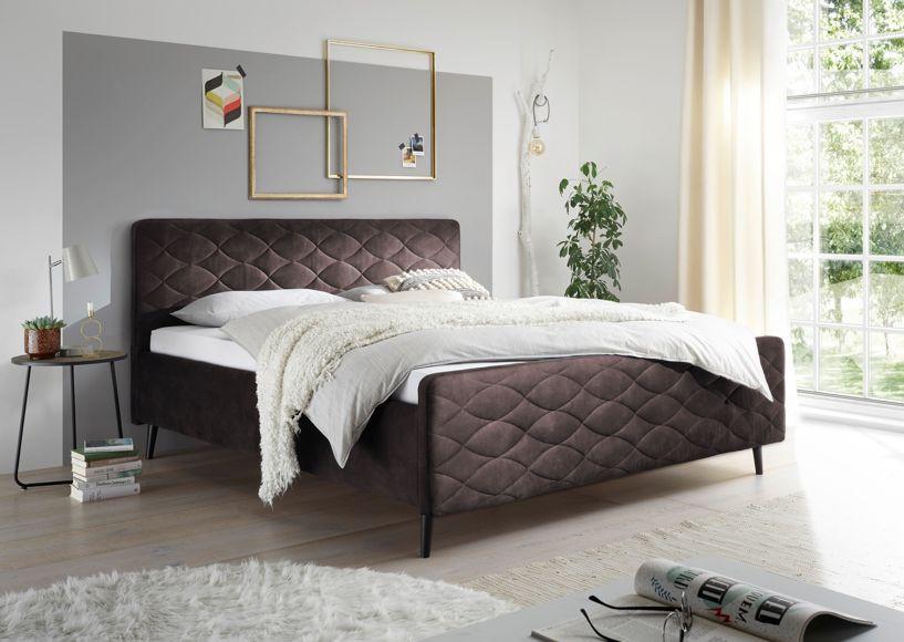 Polsterbett Mario A 180x200 Dunkelbraun - Dunkelgrau, Basics, Holzwerkstoff/Textil (180/200cm) - MID.YOU