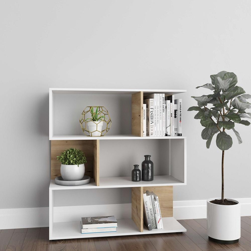 Regal Shelfy 103 Cm Weiß / Eiche Artisan - Weiß/Eiche Artisan, MODERN, Holzwerkstoff (103/110/36cm) - MID.YOU