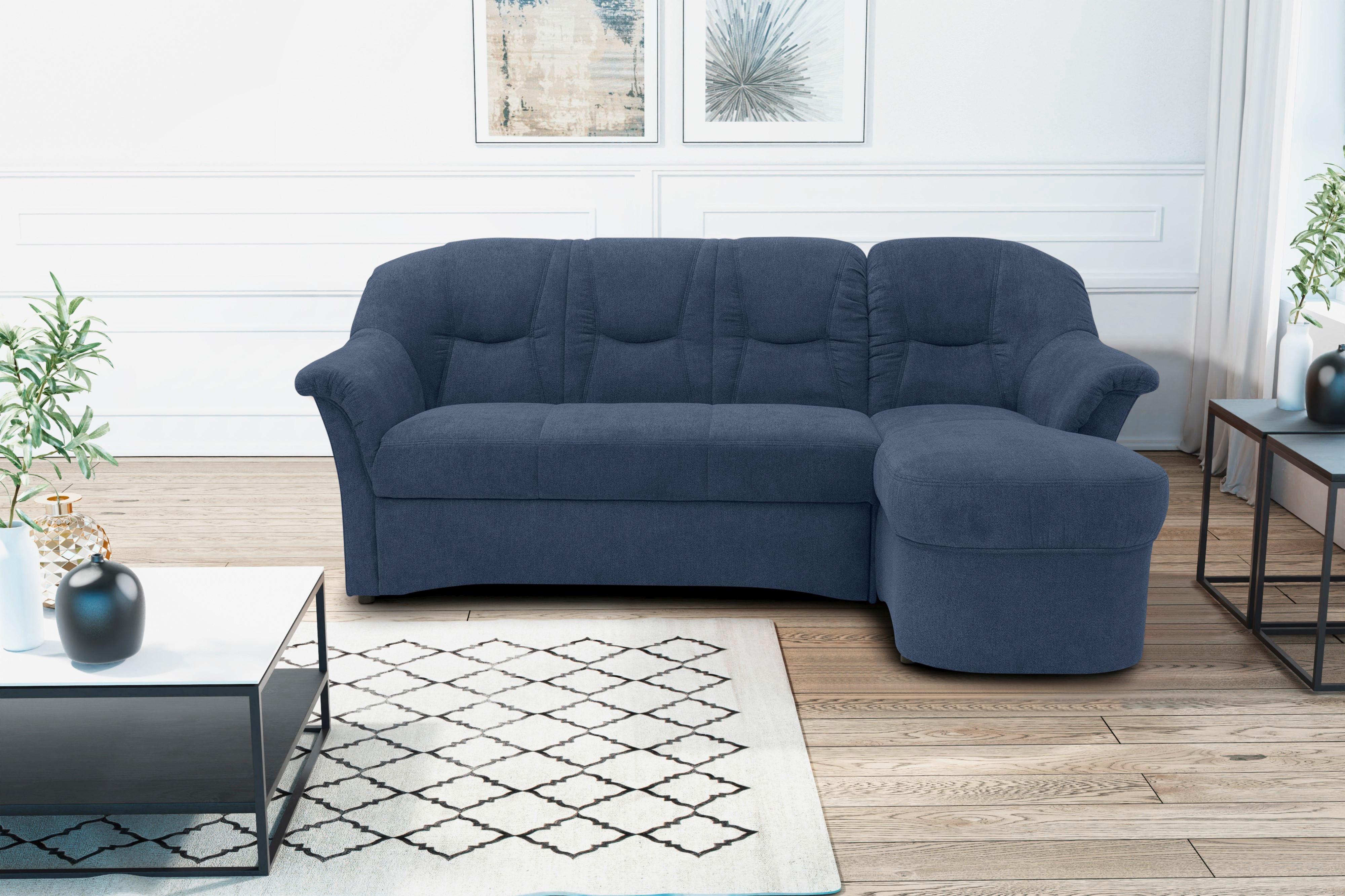 Ecksofa Sarafina - Schwarz/Dunkelblau, KONVENTIONELL, Textil (232/146cm) - MID.YOU