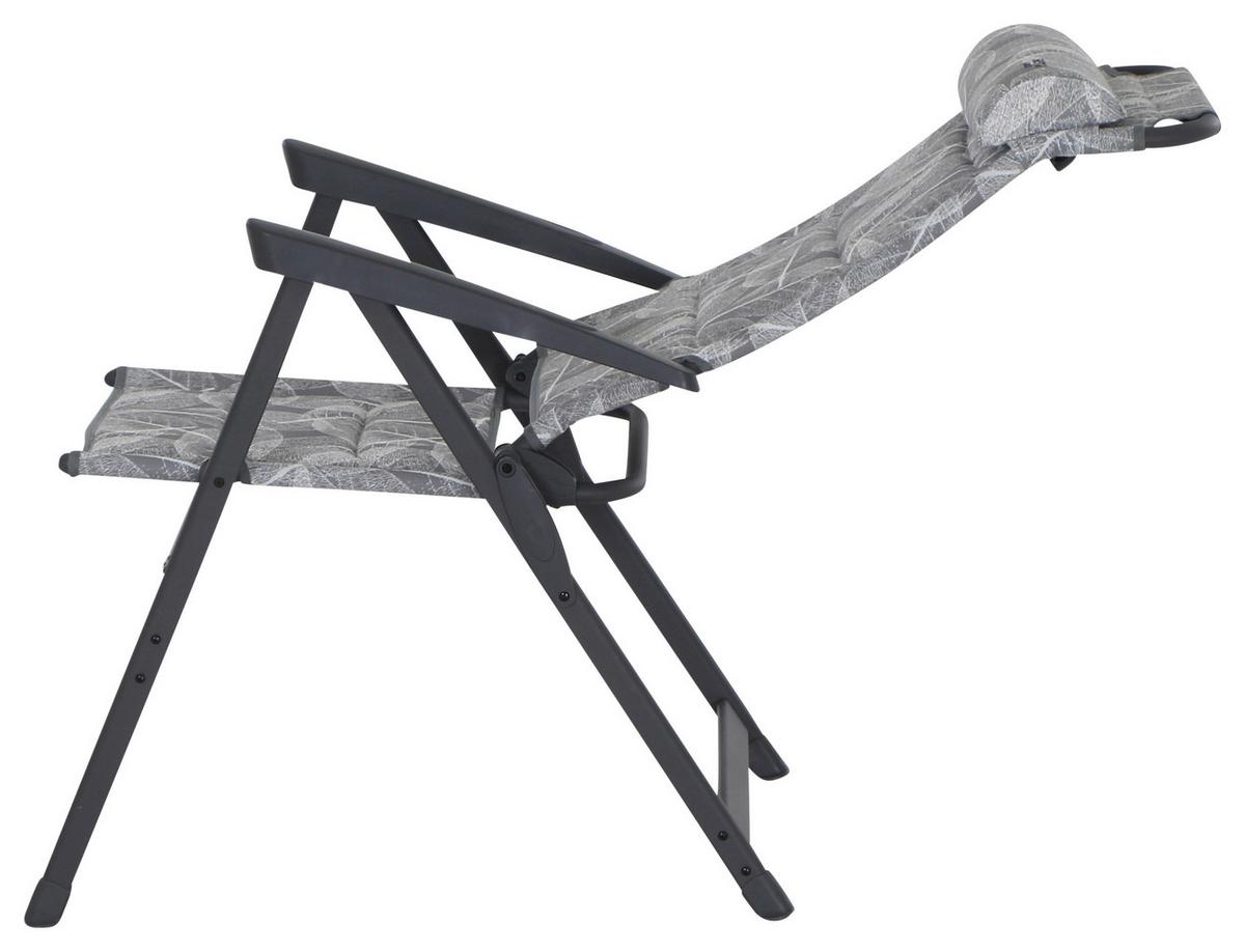 Campingsessel Klappbar Mit Armlehnen + Kopfpolster - Anthrazit/Grau, KONVENTIONELL, Textil/Metall (61/121/68cm) - Siena Garden