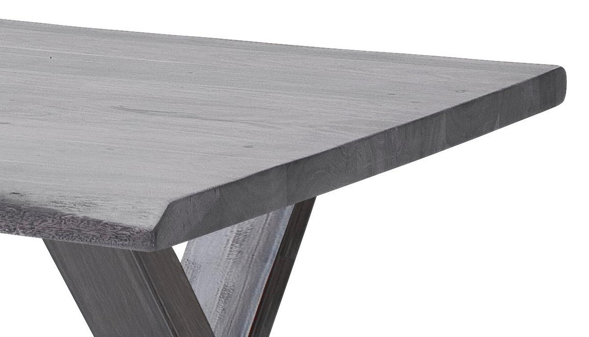Couchtisch Holz Mit Massiver Tischplatte Cartagena, Akazie - Grau/Nickelfarben, MODERN, Holz/Metall (75/45/75cm)
