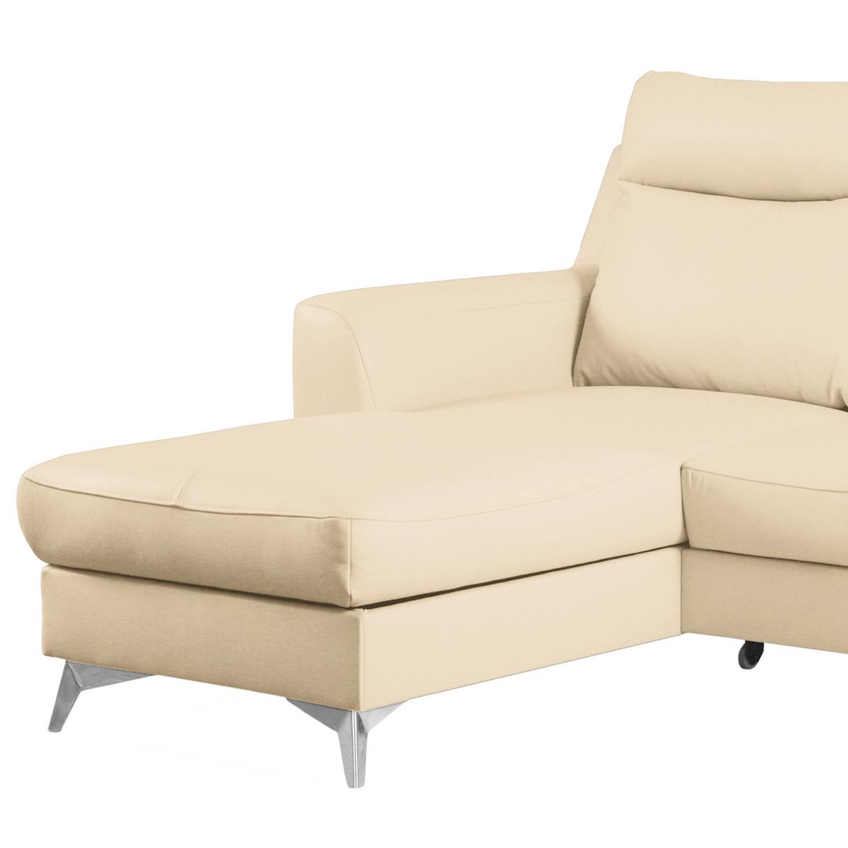 Ecksofa Gio Beige S: 236x168 Cm - Chromfarben/Beige, Design, Leder/Textil (236/168cm) - Livetastic