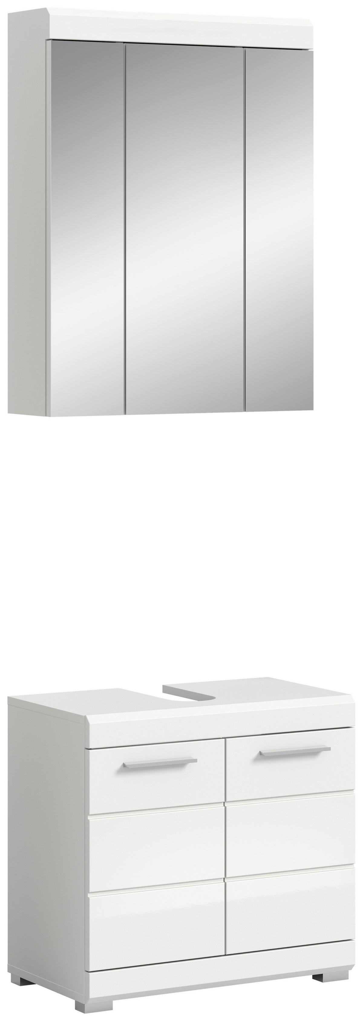 Badezimmer Scout Weiß B: 60 cm - Weiß Hochglanz/Silberfarben, MODERN, Glas/Holzwerkstoff (60cm) - MID.YOU