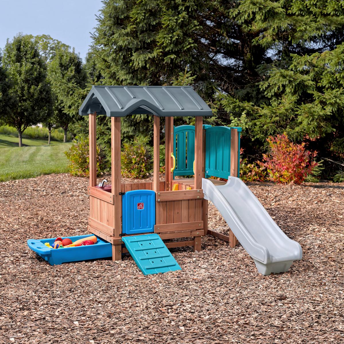 Spielhaus 4906kr - Blau/Braun, KONVENTIONELL, Holz/Kunststoff (165,7/185/214cm) - Ambia Garden