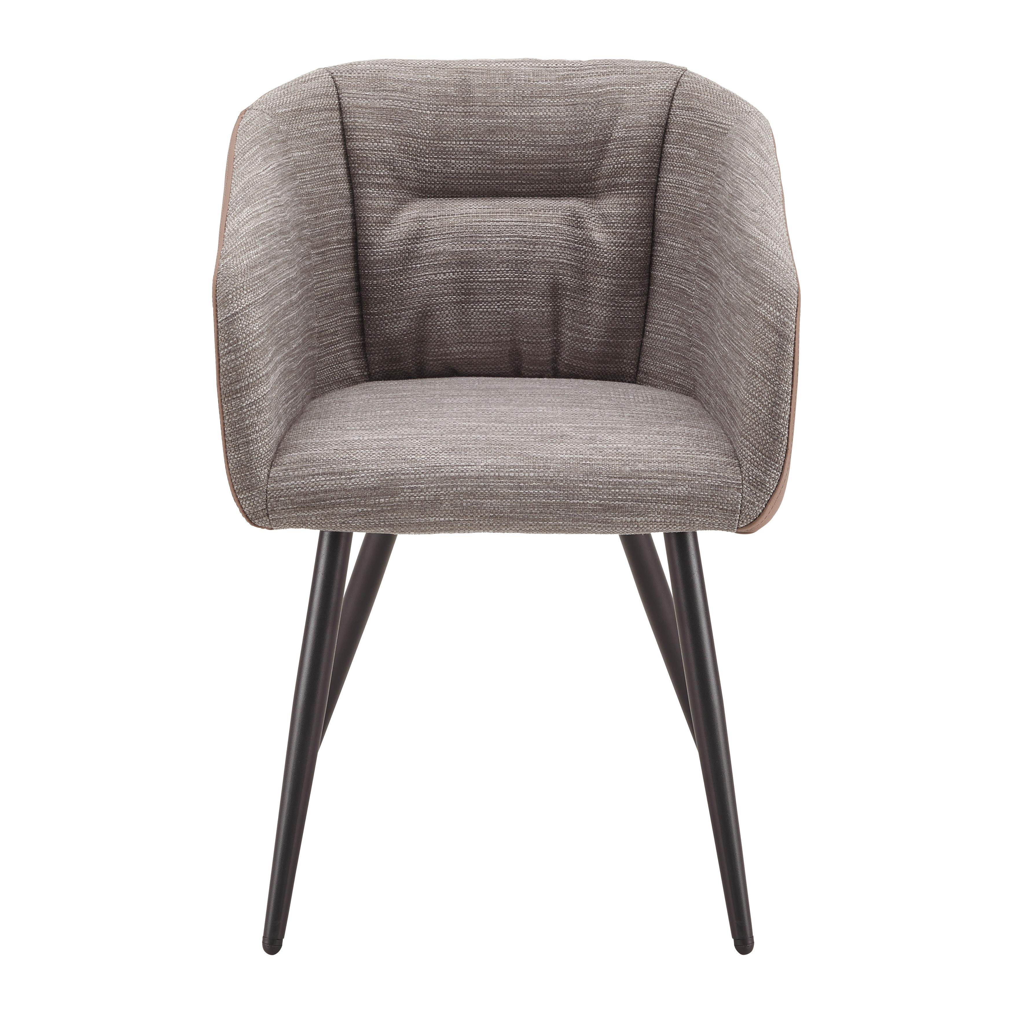 Jídelní Židle Bianco Pravá Kůže Hnědá - černá/hnědá, Moderní, kov/dřevo (55,5/75,5/58cm) - Bessagi Home