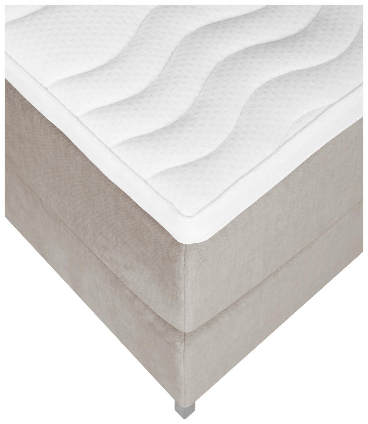 Boxspringbett Mir Topper 140x200 cm Graz, Taupe - Taupe/Alufarben, MODERN, Textil (140/200cm) - MID.YOU