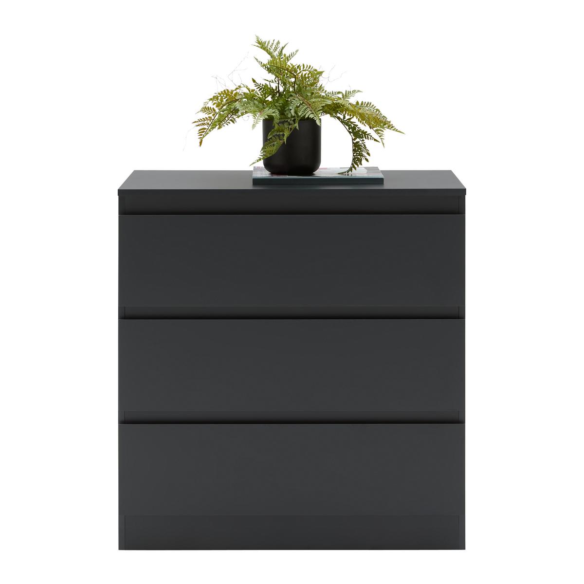 Kommode Mara Anthrazit B: 77 cm - Anthrazit/Schwarz, KONVENTIONELL, Holzwerkstoff (77/80/42cm) - Mömax
