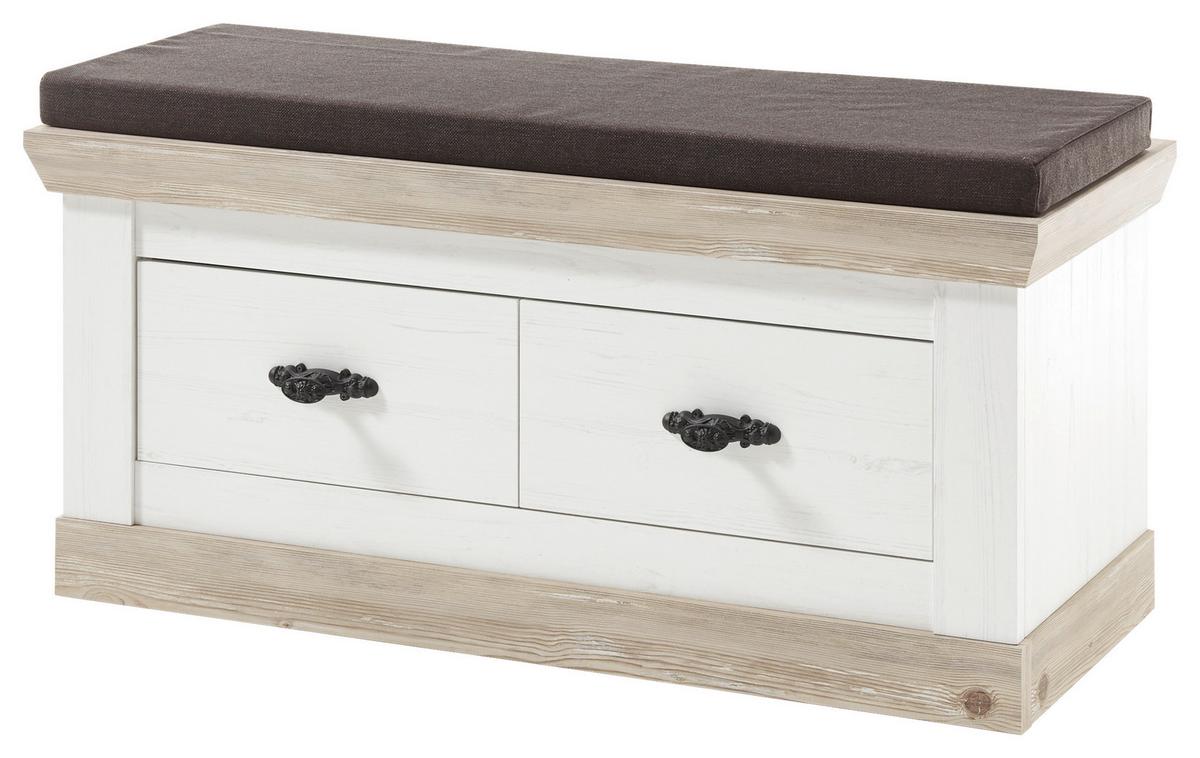 Garderobenbank Florenz Pinienfarbe/Hellbraun 107cm - Hellbraun/Braun, Design, Holzwerkstoff/Textil (107/55/45cm) - MID.YOU