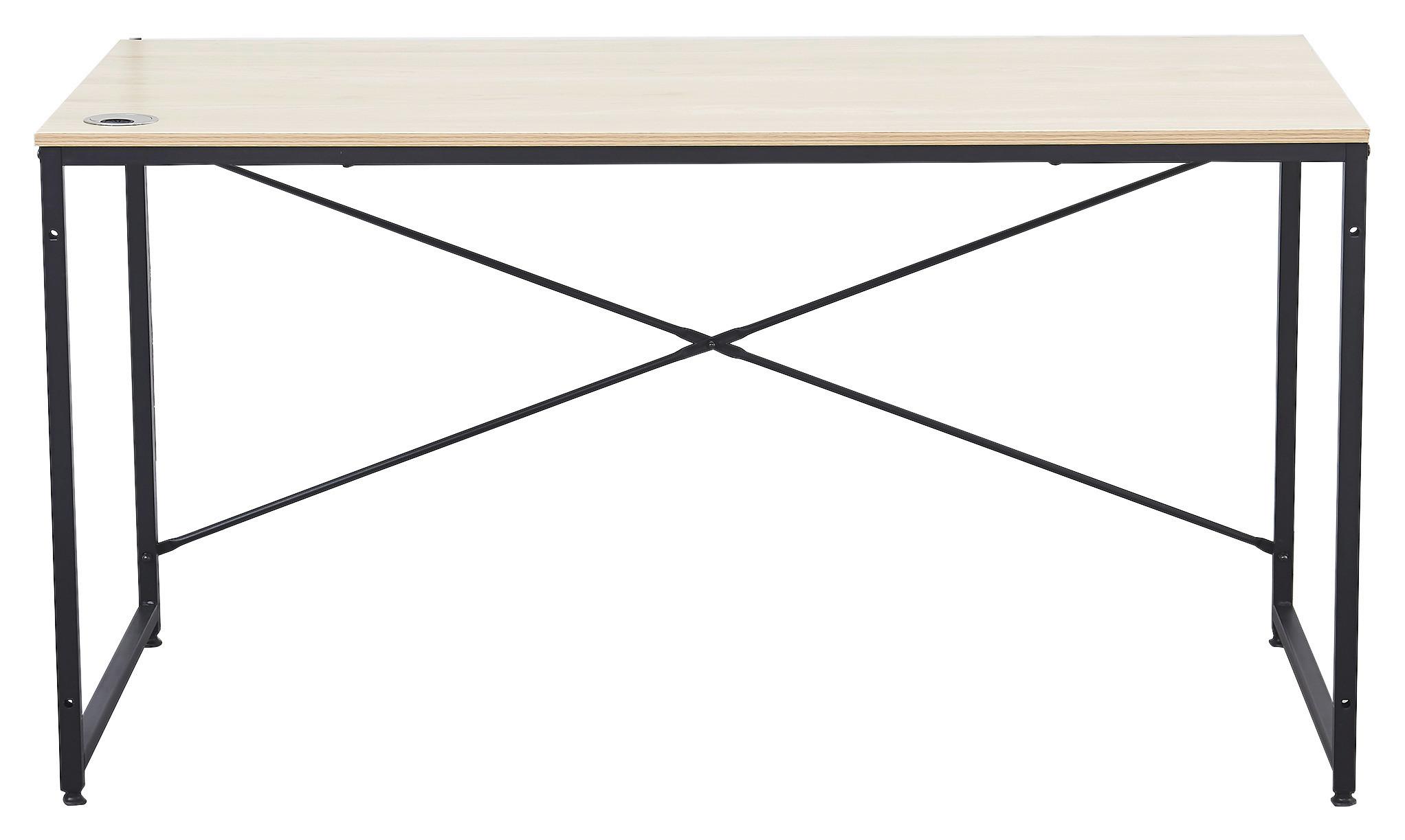 Schreibtisch B 120 H 75 cm Erich, Eiche Dekor/Schwarz - Eichefarben/Schwarz, MODERN, Holzwerkstoff/Metall (120/75/60cm)