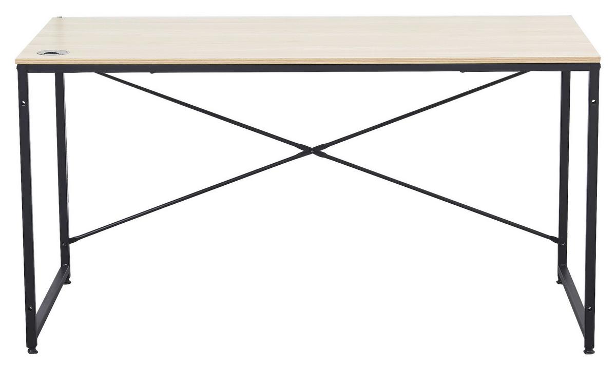 Schreibtisch B 120 H 75 Cm Erich, Eiche Dekor/schwarz - Eichefarben/Schwarz, MODERN, Holzwerkstoff/Metall (120/75/60cm)