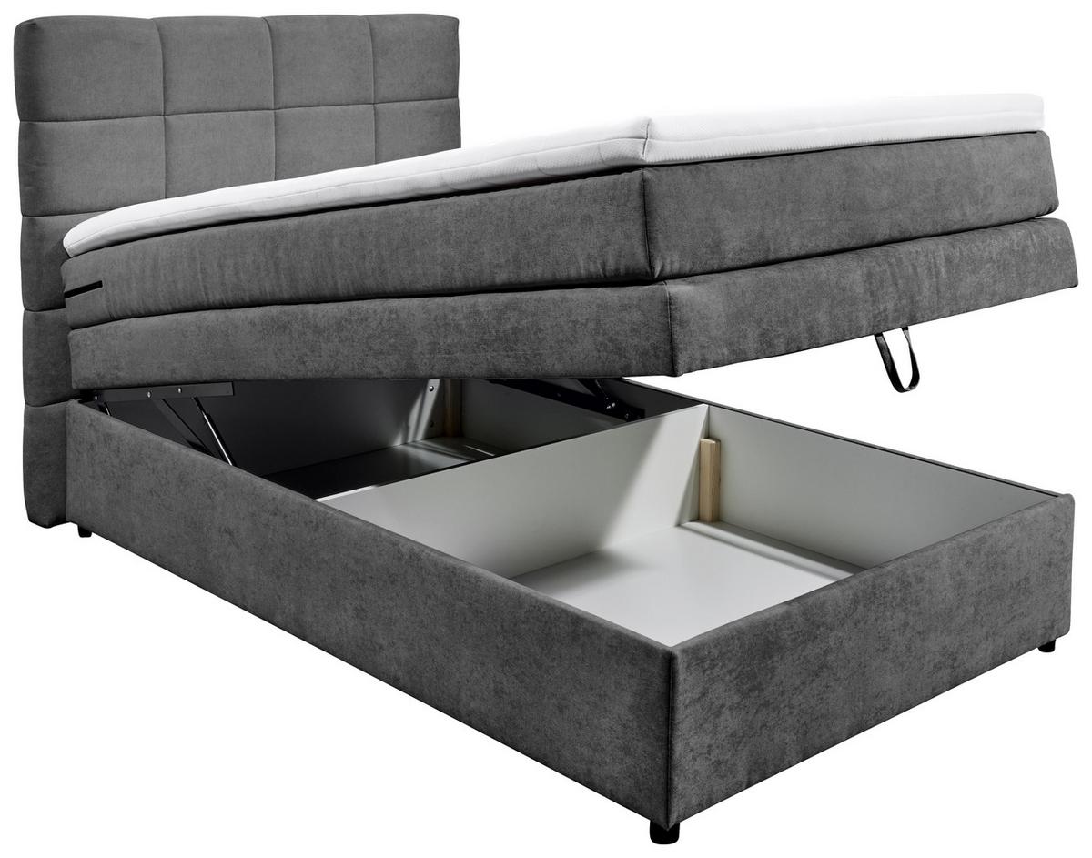 Boxspringbett Mit Topper & Bettkasten 120x200 Tacoma 3 - Anthrazit, KONVENTIONELL (120/200cm) - MID.YOU