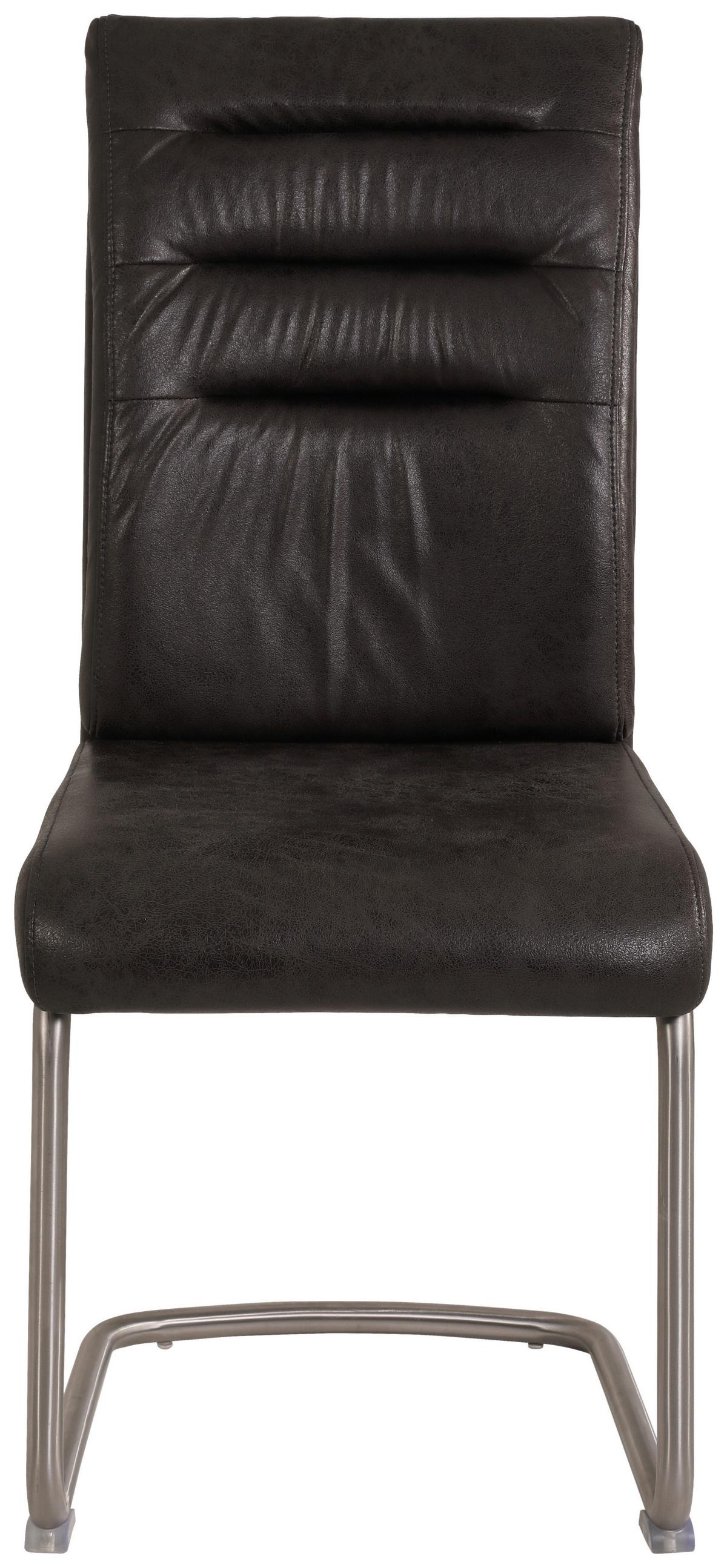 Schwingstuhl Paula S Schwarz Gepolstert 2er-Set - Edelstahlfarben/Anthrazit, MODERN, Textil/Metall (45/102/65cm) - MID.YOU