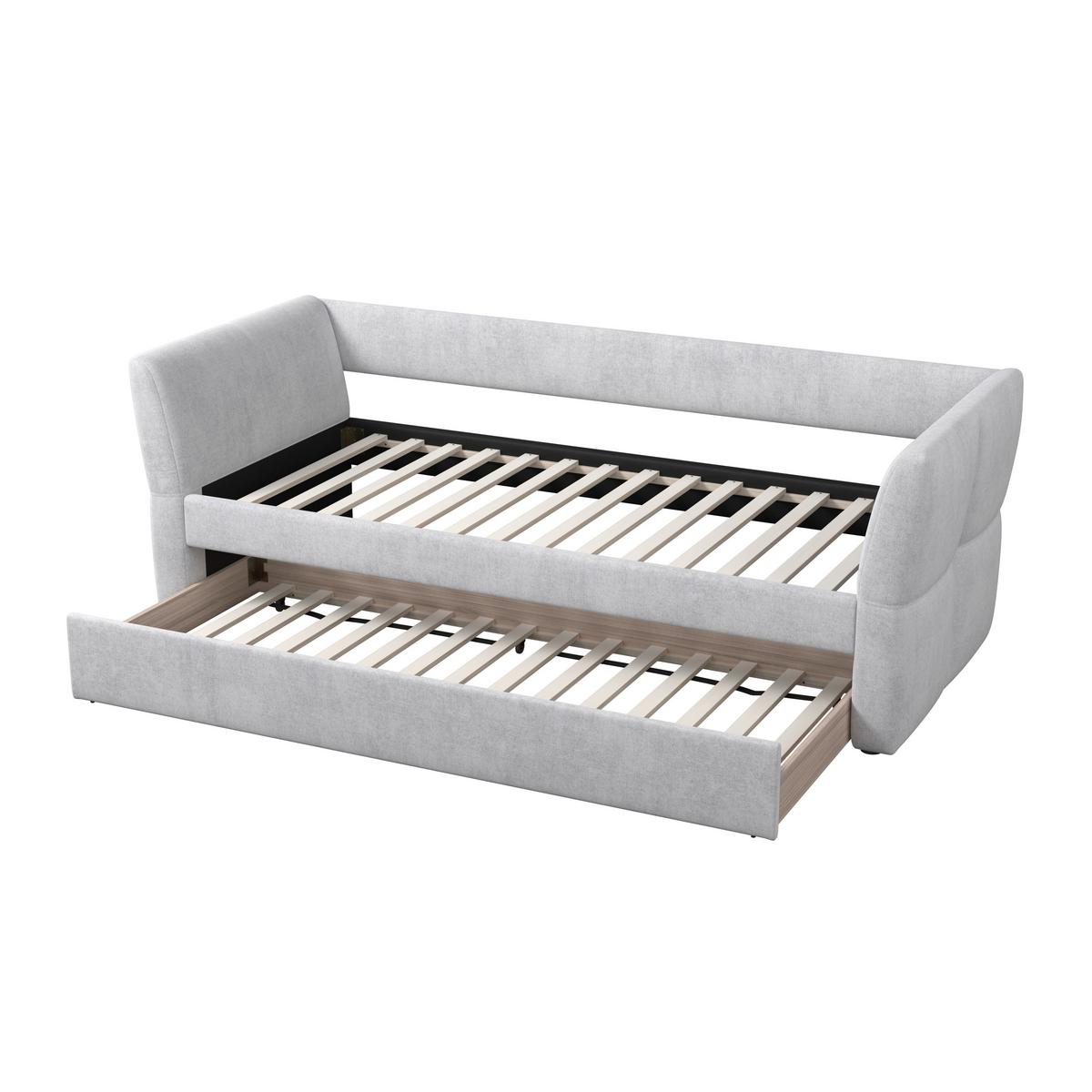 Výsuvná postel DREAM 180x200, světle šedá - černá/světle šedá, Moderní, dřevo/textil (90/200cm) - Bessagi Home