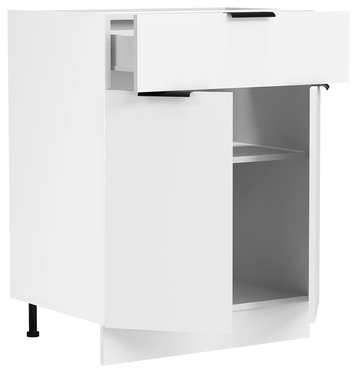 Küchenunterschrank Fasola Weiß B: 60 cm - Weiß, Trend, Holzwerkstoff (60/82/46cm) - MID.YOU