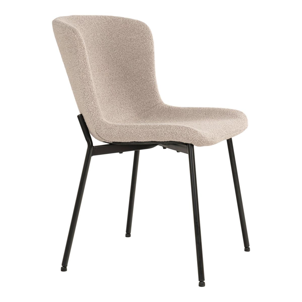 Stuhl-Set Maceda Beige B: 48 cm - Beige/Schwarz, MODERN, Textil/Metall (48/83/59cm) - MID.YOU