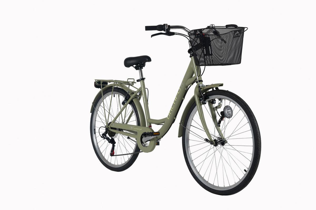 Citybike 26'' mit Korb DaCapo Canaloupe khaki - Cappuccino, LIFESTYLE, Metall (25/140/60cm)