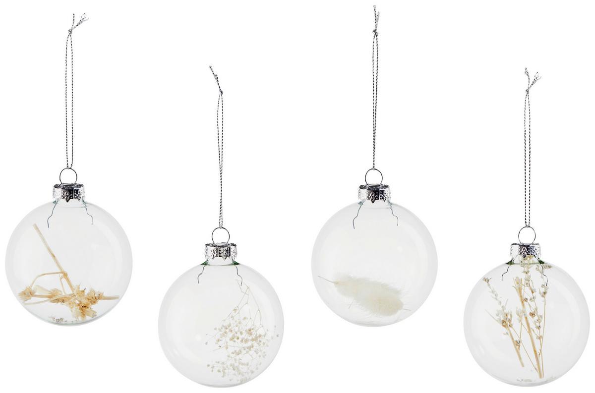 Christbaumkugel Glas Naturafraben/Transparent - Transparent/Naturfarben, MODERN, Glas (8cm)