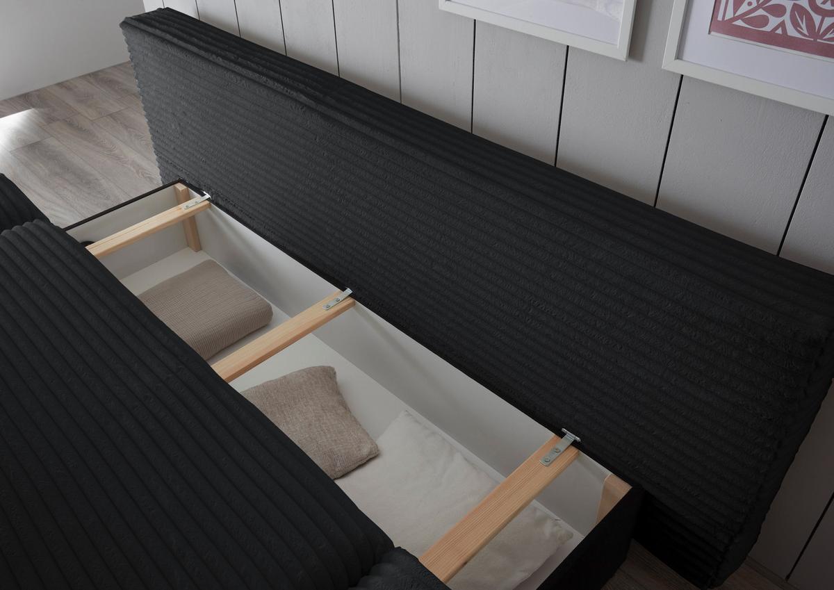 Schlafsofa Sunny Schwarz B: 212 Cm - Schwarz, KONVENTIONELL, Textil (212/88/101cm) - MID.YOU