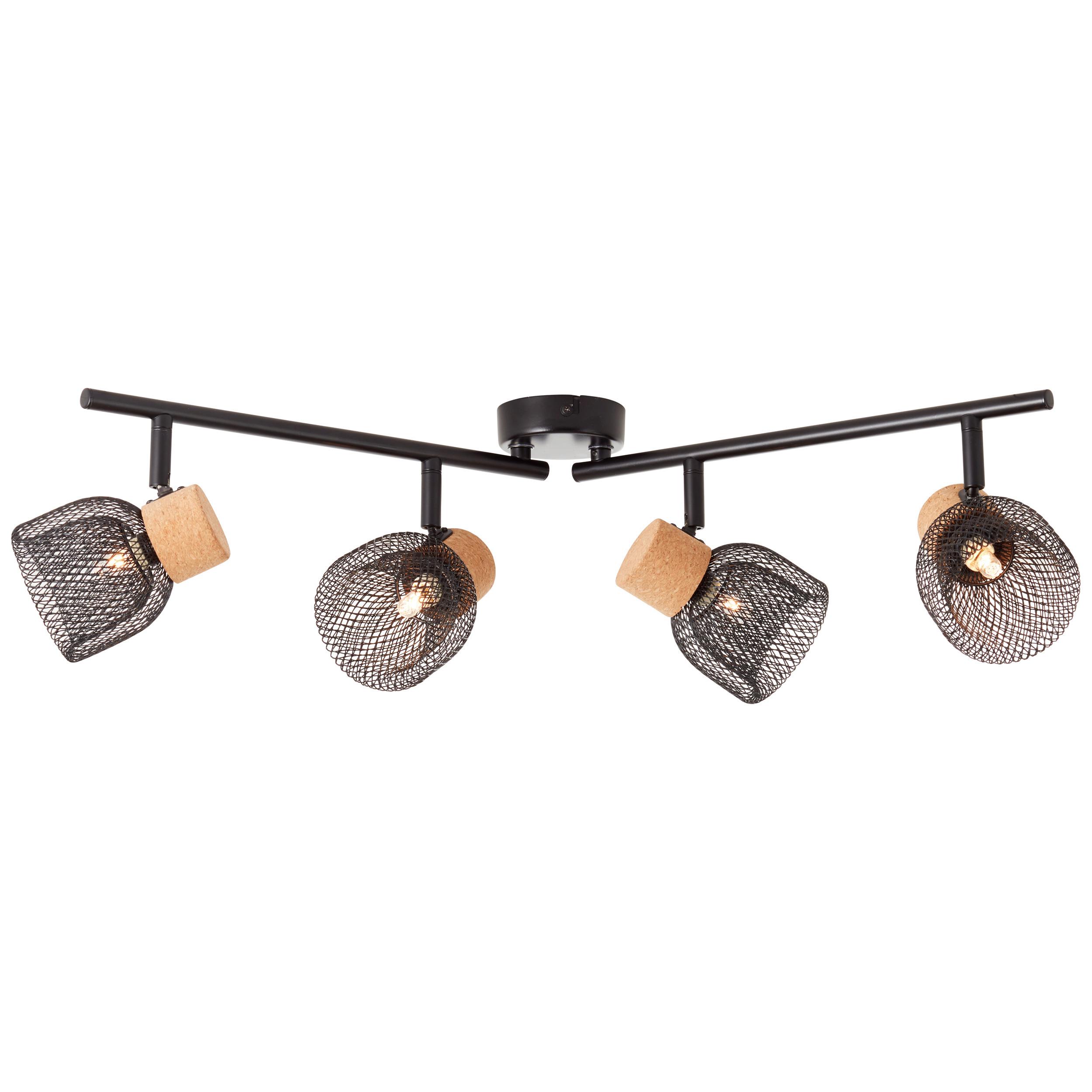 Deckenleuchte Flaka Schwenkbar - Schwarz, Natur, Holz/Metall (16,5/76,5/9cm) - Brilliant