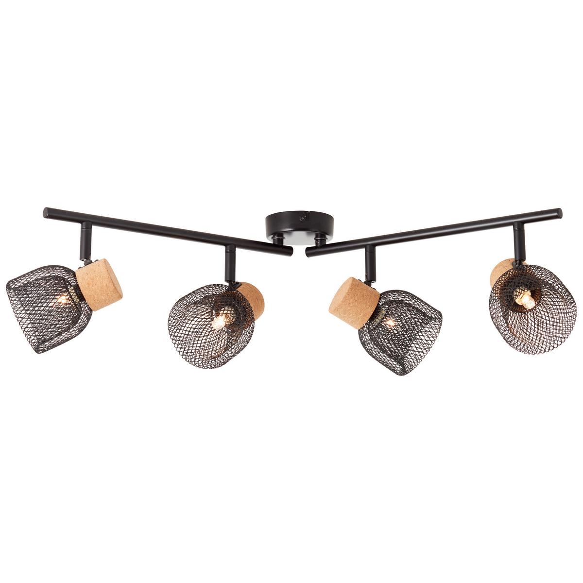 Deckenleuchte Flaka Schwenkbar - Schwarz, Natur, Holz/Metall (16,5/76,5/9cm) - Brilliant