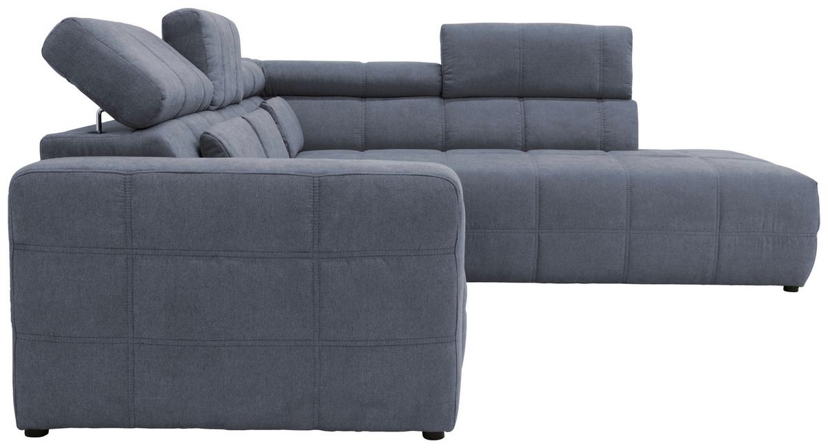 Ecksofa +  Kopfteilverstellung Brandon Dunkelgrau Mikrofaser - Dunkelgrau/Schwarz, Design, Textil (275/228cm) - MID.YOU