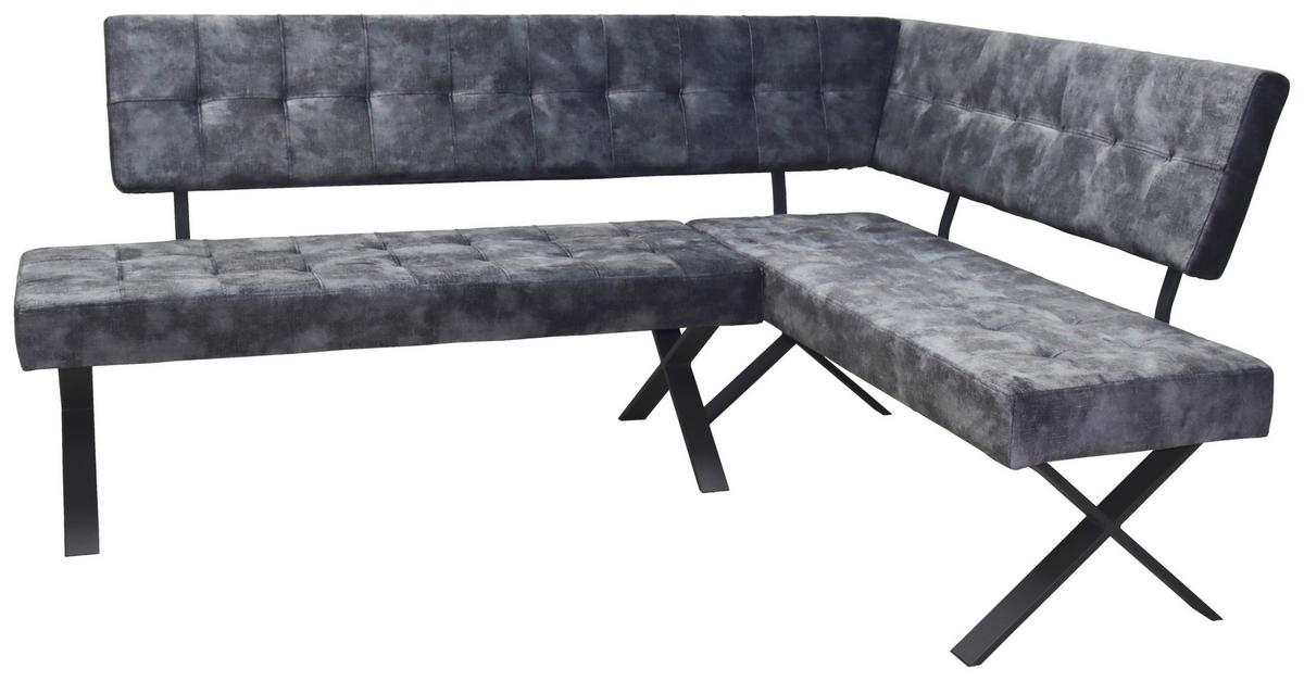 Eckbank Anthrazit Webstoff Donna 200x150 Cm - Anthrazit/Schwarz, MODERN, Textil/Metall (200/150cm)