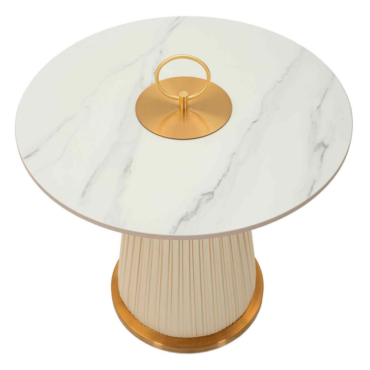 Couchtisch Nova Creme/goldfarben/weiß B: 50 Cm - Goldfarben/Creme, Basics, Keramik/Kunststoff (50/60/60cm)